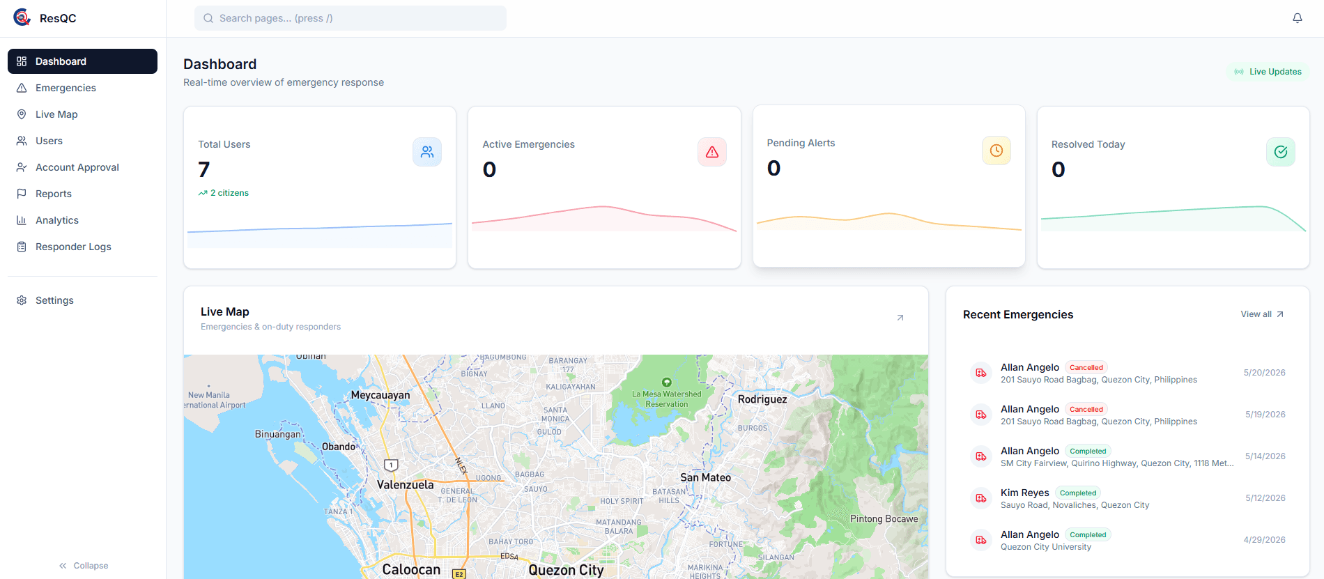 ResQC Admin Dashboard